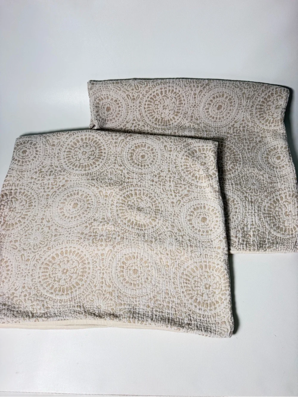 Set of 2 Pottery Barn Cotton Jacquard Medallion Shams - king size